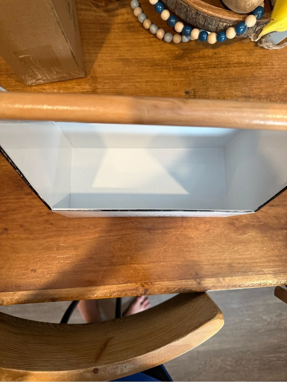 Young Living White Laundry Tray with Wood Handle